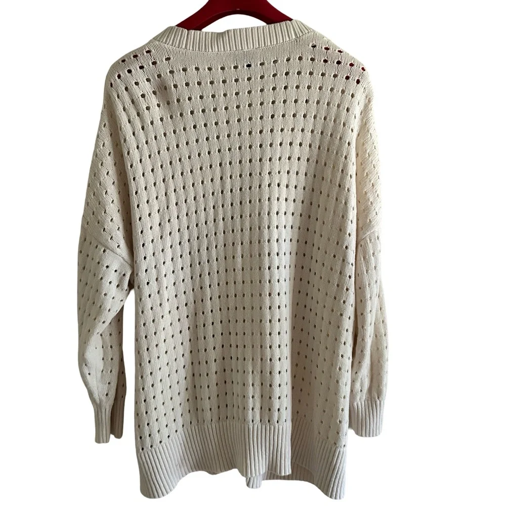 Torrid Cream Open Cable Knit Button Down Drop Shoulder Boyfriend Cardigan 3X - Picture 4 of 14